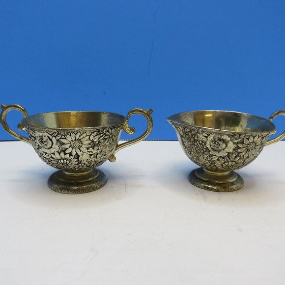 VTG Holiday Imports Silver Plate Japan Creamer & Sugar Set. - Picture 1 of 14